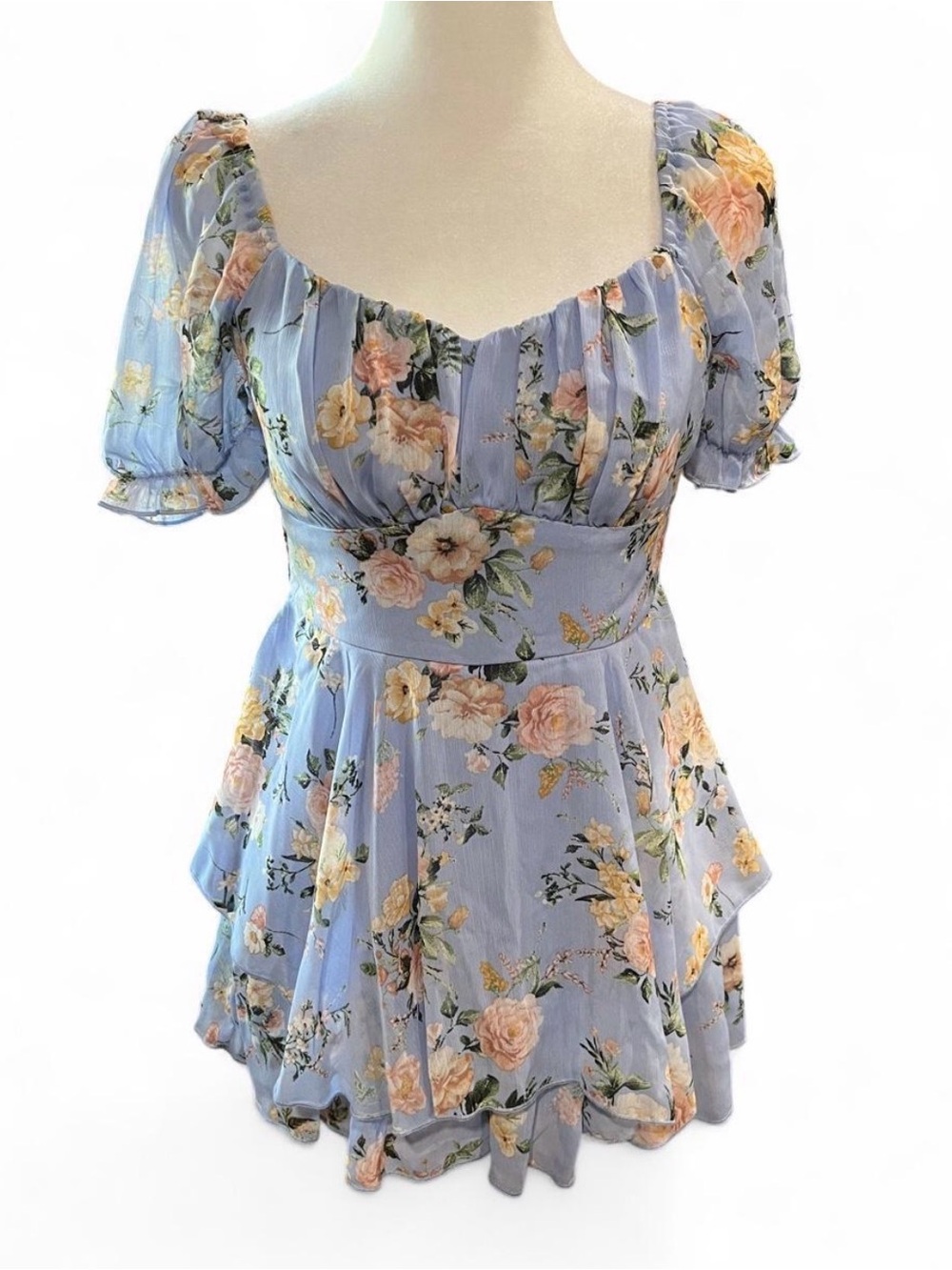 Inspired Hearts Light Blue Floral Romper
